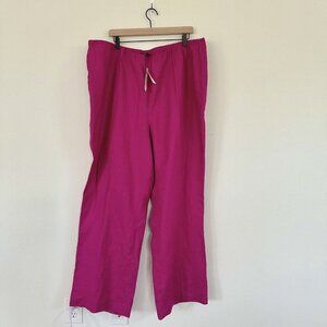 Talbots NWT Wide Leg Pants Plus Size 22 Fuschia Hollywood Linen Drawstring